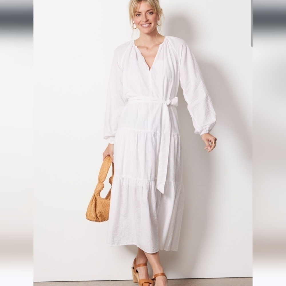 Roan + Ryan Evereve White Stripe Josephina Dress S NWOT